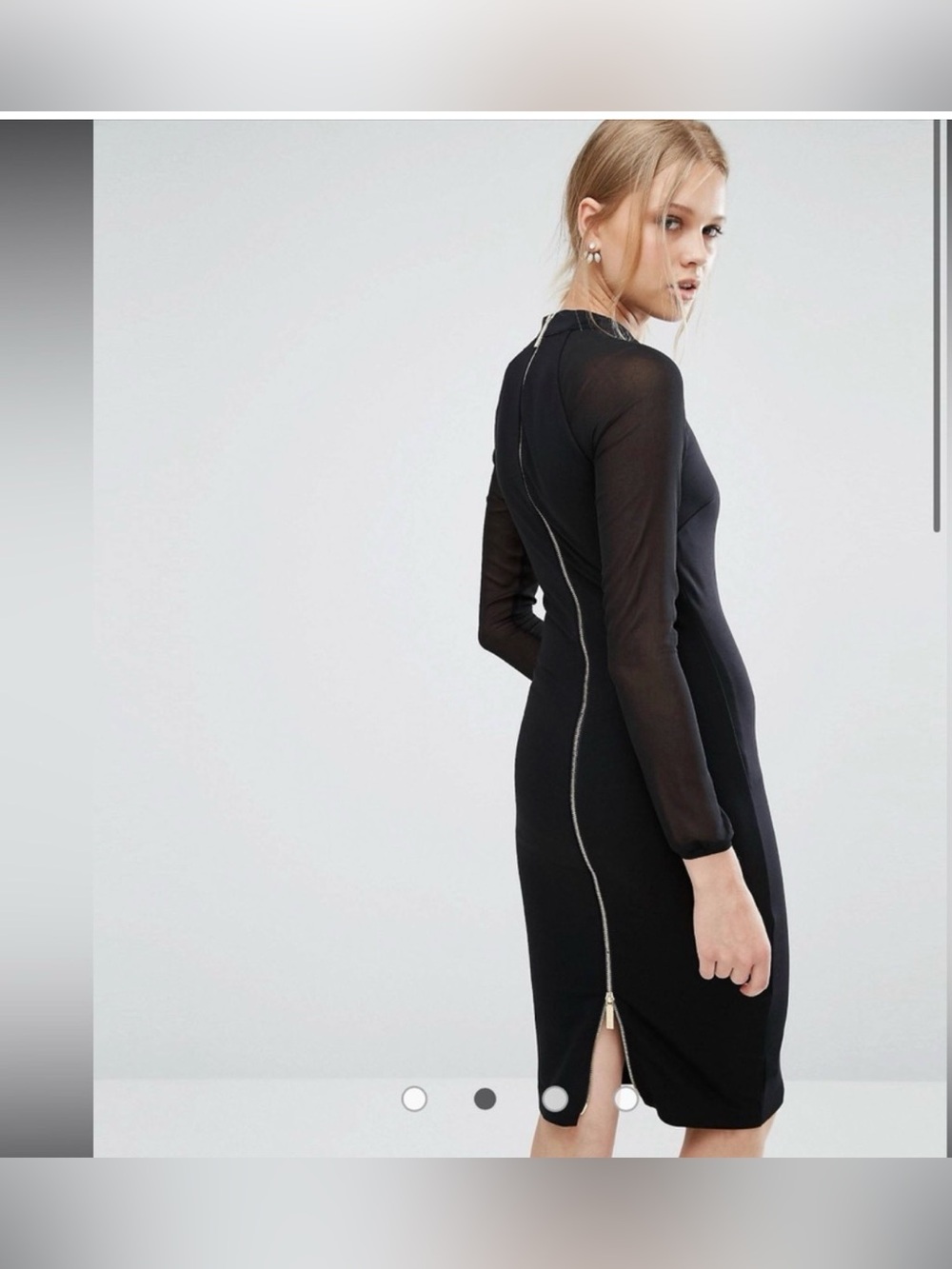 Ted Baker Wrenti Fitted Long Sleeve Rib Dress w/ Gold Zipper Accent Back